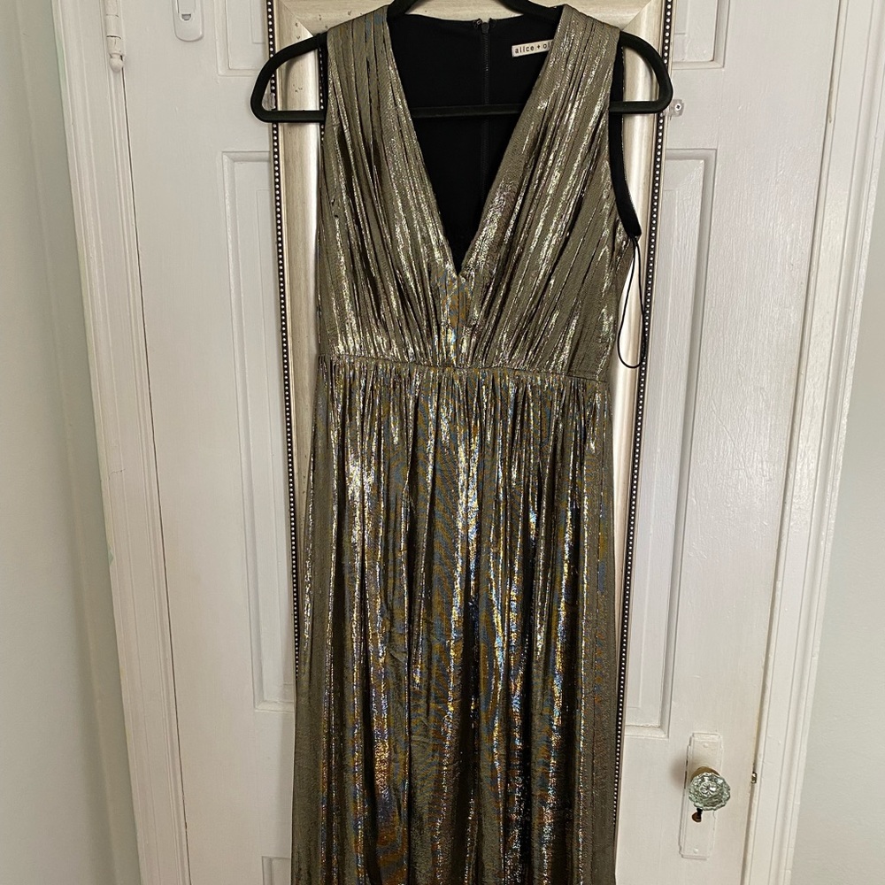 Alice + Olivia gold lame dress